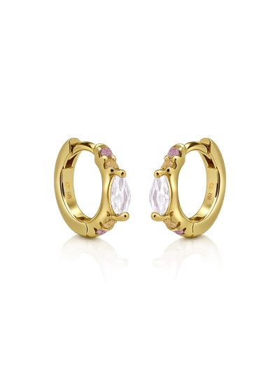 Hinged Hoops Oval Zirconia Opal White 12MM