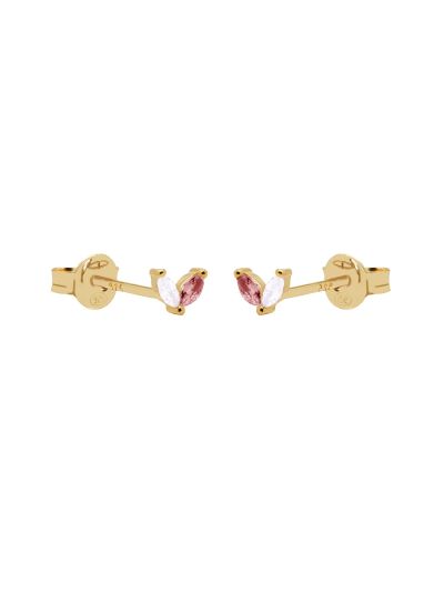 Zirconia Symbols Tiny Double Leaves Opal White Wine Red