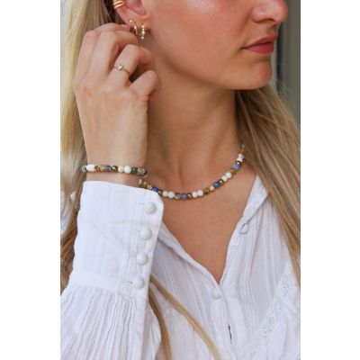 Necklace Spiral Blue Bubble XS (gold crystal)