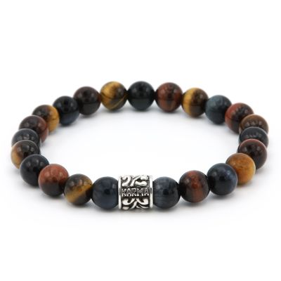 Tiger in the Eye silver logo bead 8MM