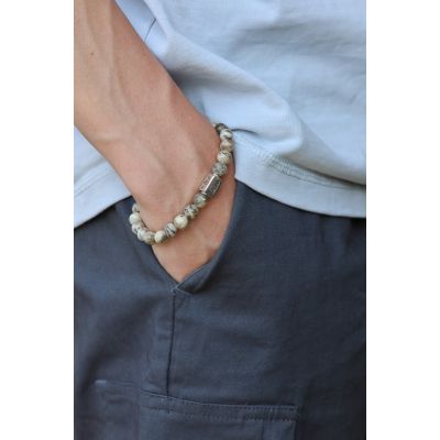 Sander Silver Round Logo Bead