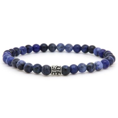 Blue Lights Silver Logo Bead 6MM