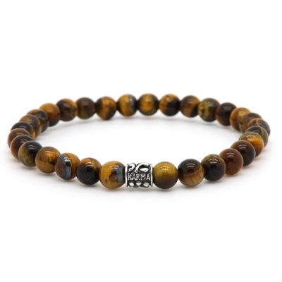 Tiger Eye Silver Logo Bead 6MM
