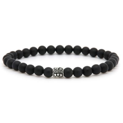 Matt Onyx Silver Logo Bead 6MM