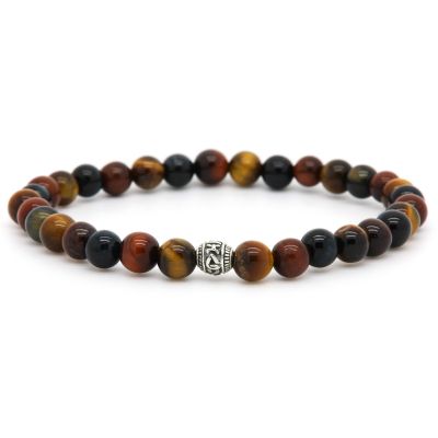 Red Tiger Silver Logo Bead 6MM