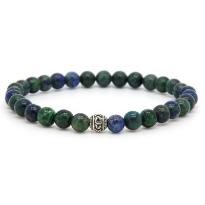 Forrest Green Silver Logo Bead 6MM