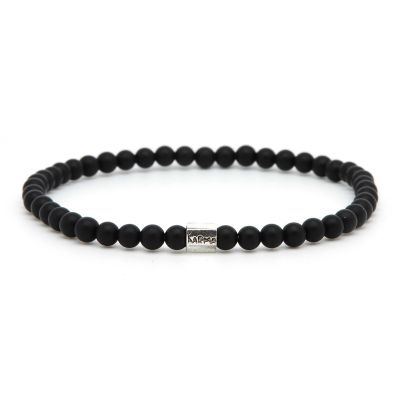 ONYX Matt Silver Logo Tube Bead 4MM