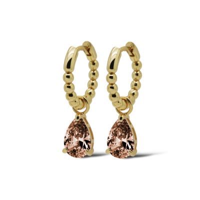 Hinged hoops zirconia ANNA Caramel