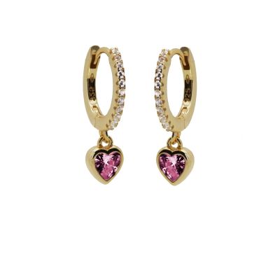 Hinged Hoops AURORA Heart RUBY RED