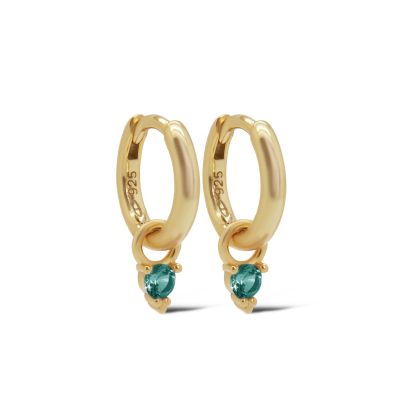 Hinged Hoops MARIS Dot Teal Blue