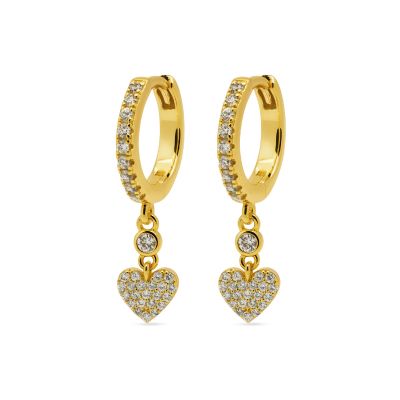 Hinged Hoops Zirconia FREYA Hanging Heart