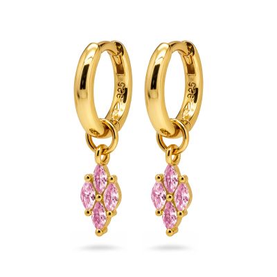 Hinged Hoops Evi Zirconia Pink