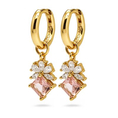 Hinged Hoops Nola Zirconia Salmon