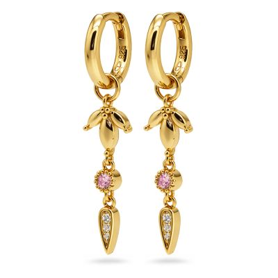 Hinged Hoops Vivia Zirconia Pink