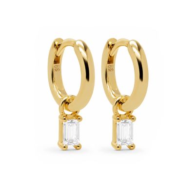 Hinged Hoops Zirconia Square Baguette