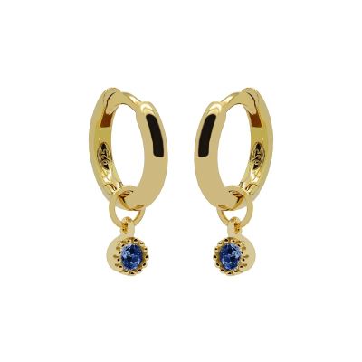 Hinged Hoops Symbols Dotty Zirconia Blue