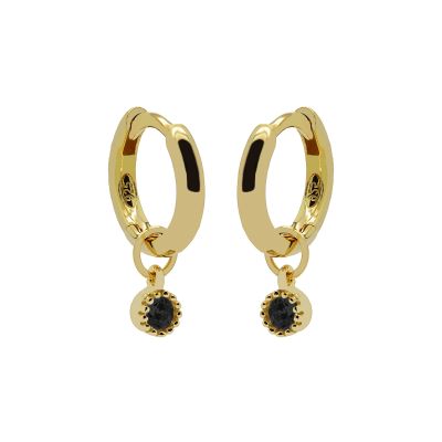 Hinged Hoops Symbols Dotty Zirconia BLACK