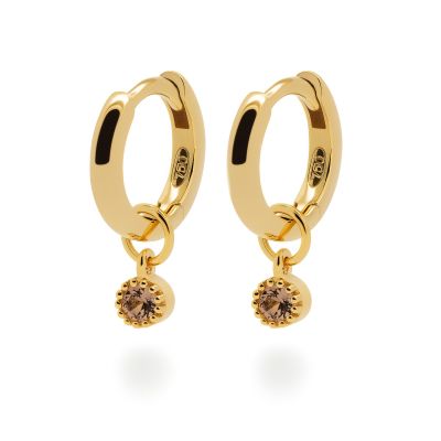 Hinged Hoops Symbols Dotty Zirconia Chocolat 12MM