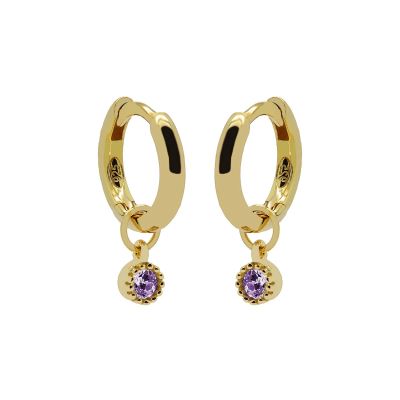 Hinged Hoops Symbols Dotty Zirconia Lavender