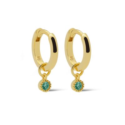 Hinged Hoops Symbols Dotty Zirconia Teal Blue