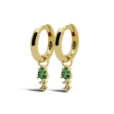 Hinged Hoops DUO Emerald Green