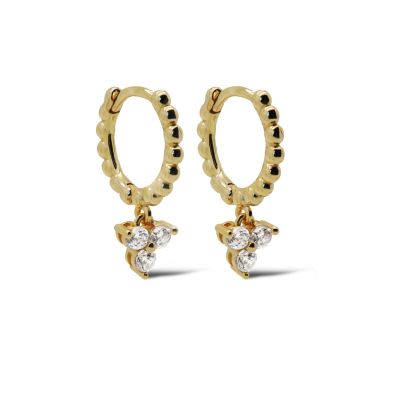 Hinged Hoops Zirconia CELESTE Triple Flower