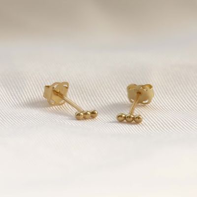 14 KARAAT GOUDEN Staafje Bolletjes Oorstekers ANN