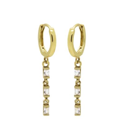 Hinged Hoops Triple Dangling Baguette 