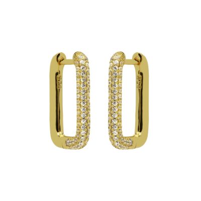 Hinged Hoops Big Zirconia Round Square