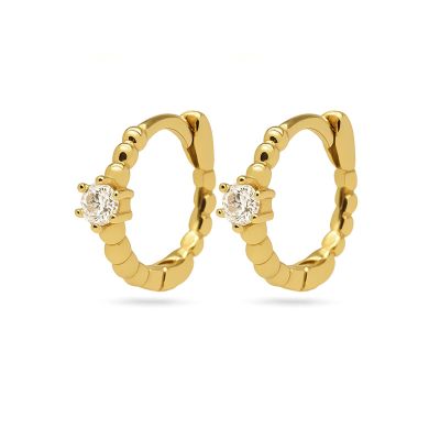 Hinged Hoops Single Zirconia Dots