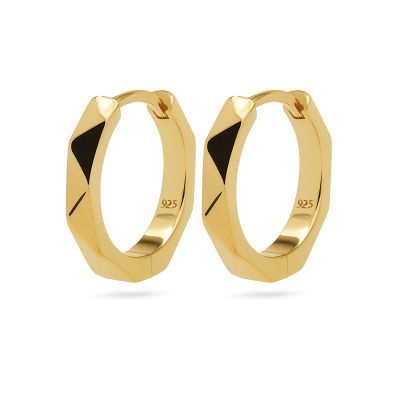 Plain Hinged Hoops Facet 13MM