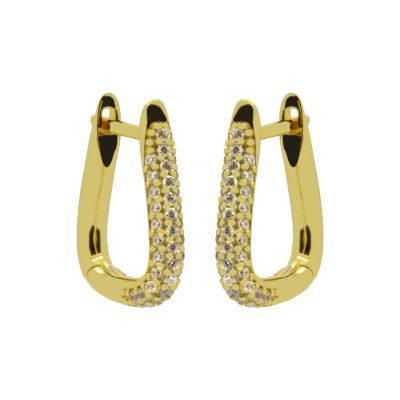 Hinged Hoops Zirconia Convex Big Goldplated 12MM