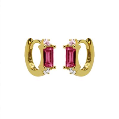 Plain Hinged Hoops Classic Ruby Red 