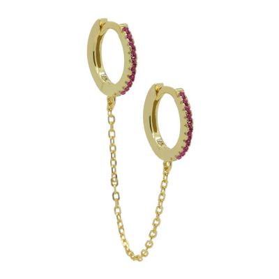 Plain Hinged Hoops Double in Chains DARK RUBY