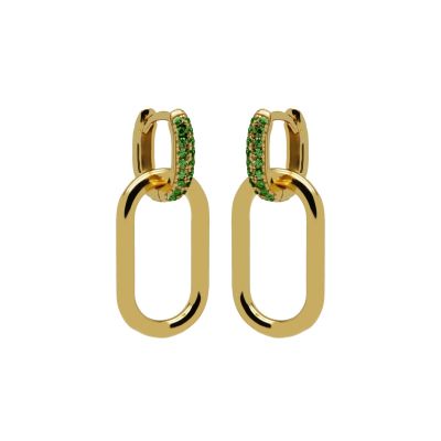 Hinged Hoops Zirconia Emerald Green Big Densely