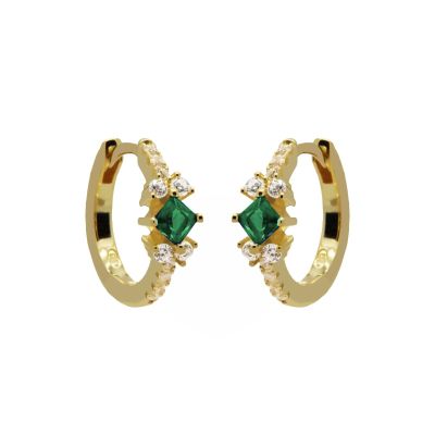 Plain Zirconia Hinged Hoops EMERALD GREEN