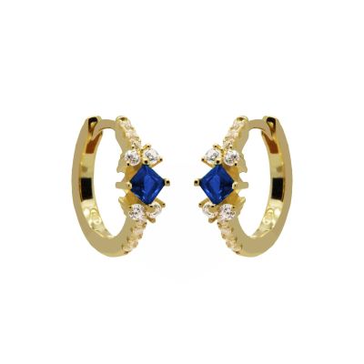 Plain Zirconia Hinged Hoops SAPPHIRE BLUE
