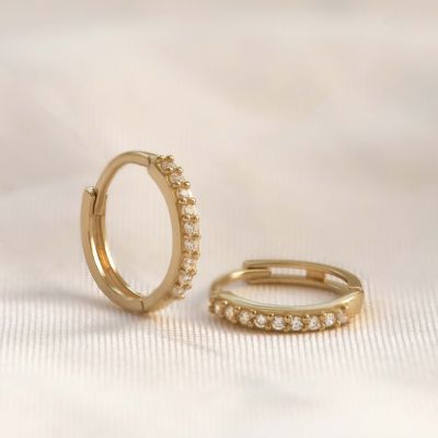 14 KARAAT GOUDEN Plain Zirconia Oorringen NOOR 12MM