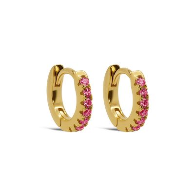 Hinged Hoops Zirconia Beau 10MM Ruby Red