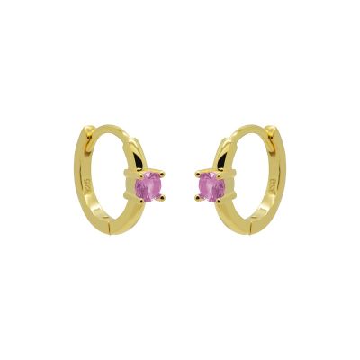 Plain Hoops Single Solid Pink Zirconia 12MM