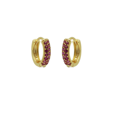Hinged Hoops Wide Double Red/Pink Zirconia
