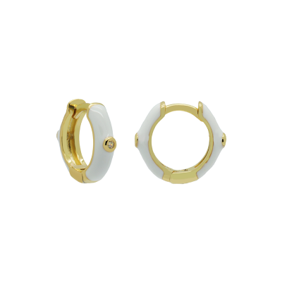 Plain Hinged Hoops White Emaille Single Spark
