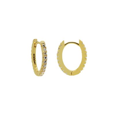 Plain Hinged Hoops Round Zirconia Oval