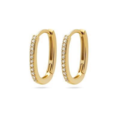 Plain Hinged Hoops Round Zirconia Square