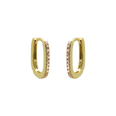 Plain Hinged Hoops Round Zirconia Square CHAMPAIGN