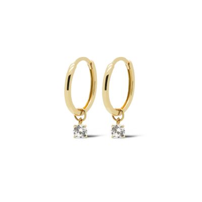 14 KARAAT GOUDEN Single Zirconia Oorringen LOIS 12MM