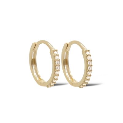 14 KARAAT GOUDEN Plain Zirconia Oorringen NOOR 12MM