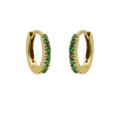 Plain Hoops Round Emerald Green Zirconia 13MM