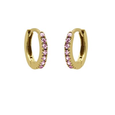 Plain Hoops Round Pink Zirconia 13MM