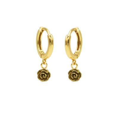 Hinged Hoops Symbols Flower Rose